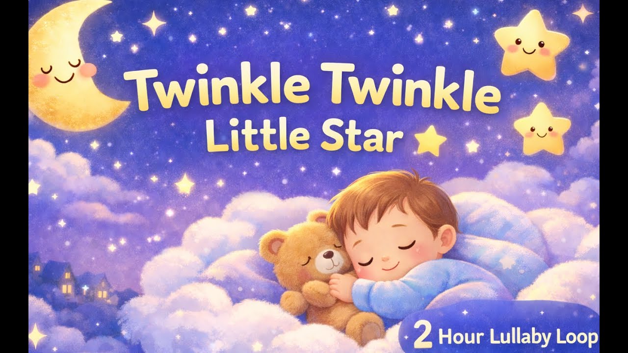 Twinkle Twinkle Little Star 🌟 | Gentle Lullaby for Babies & Toddlers | Sleep Music | 2 Hour Loop
