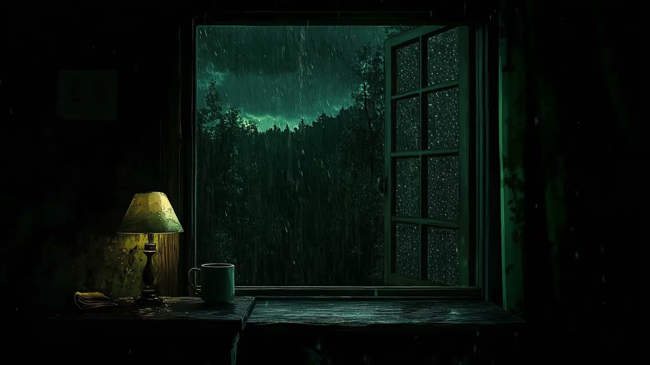 Midnight Thunderstorm Outside the Window 🌙 Soothing Bedroom Rain for Full Body Relaxation