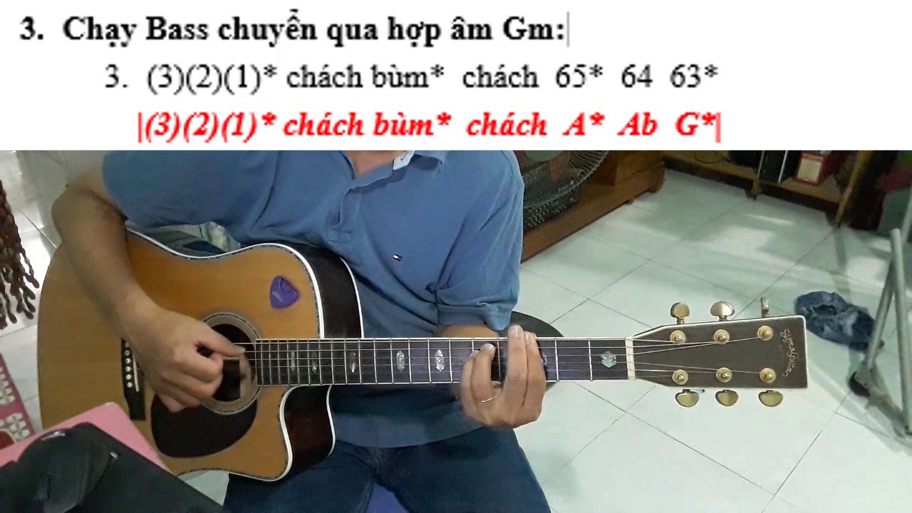 GUITAR BOLERO BÀI 01L: Hướng dẫn 9 câu chạy Bass Bolero tone Dm