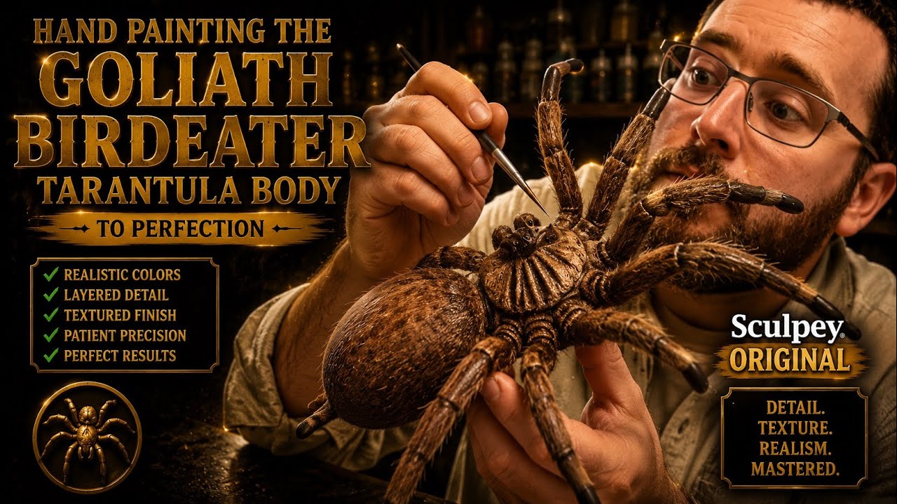 Acrylic Painting, Goliath Birdeater Tarantula Diorama - Part 17