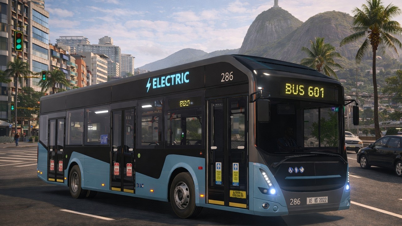 Driving an electric bus in Rio de Janeiro, Brazil - Level 3 - Bus Driving Sim 22
