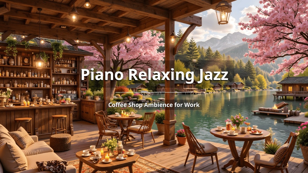 NO ADS | Cozy Coffee Porch Ambience 🌸 Soft Jazz Background Music & Nature Therapy for Study, Work