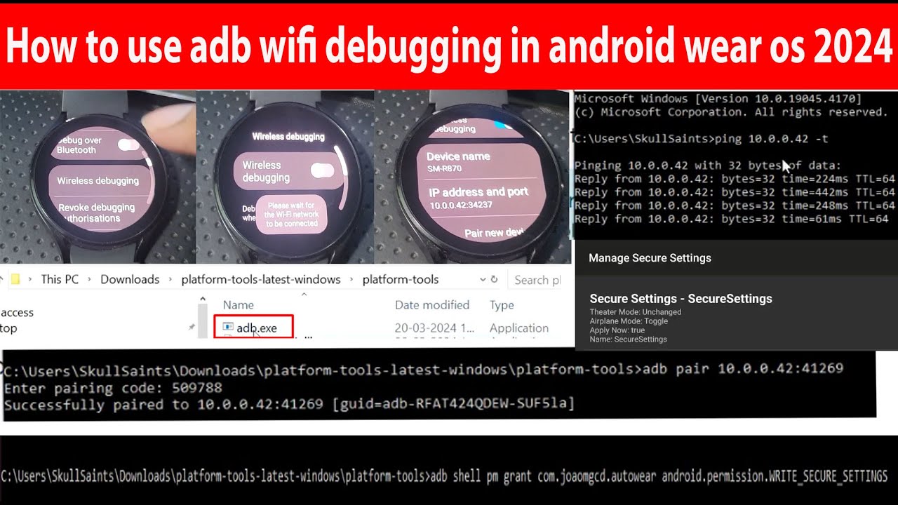 How to use adb wifi debugging in android wear os watch 2024 method