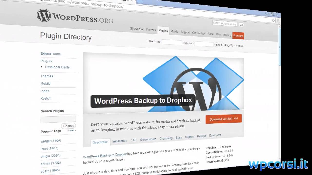 Come fare il backup di un sito WordPress. Lezione 2 del Corso di WordPress - PLUS