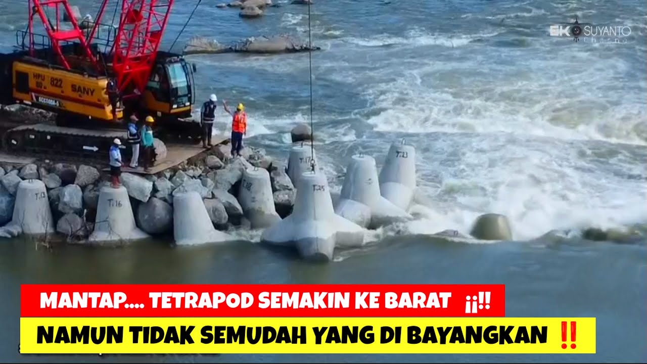 🔴MENEGANGKAN VISUAL UDARA‼️TETRAPOD SEMAKIN KE BARAT‼️Penanganan Dam Srandakan Air Mulai Terbendung