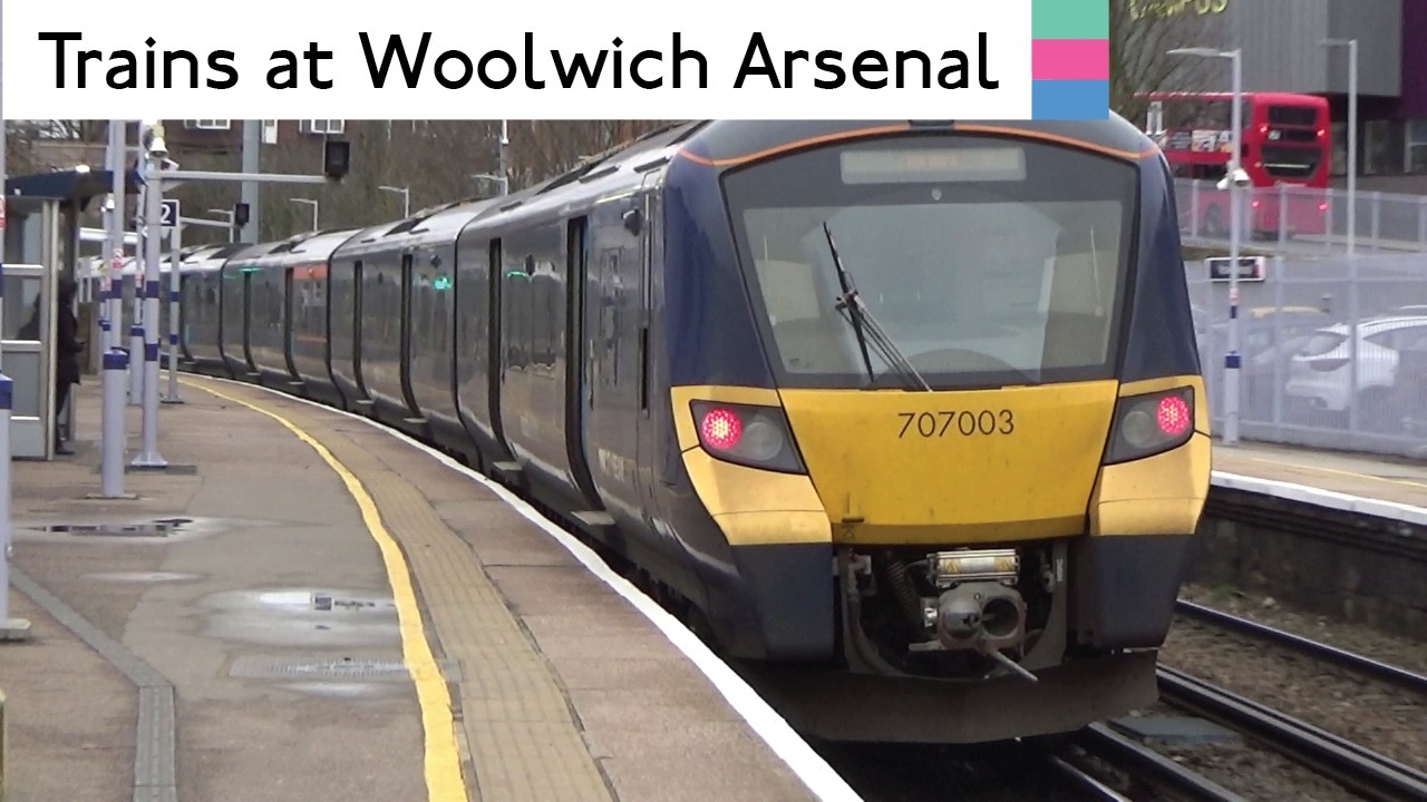 DLR, Thameslink And Southeastern Trains At Woolwich Arsenal