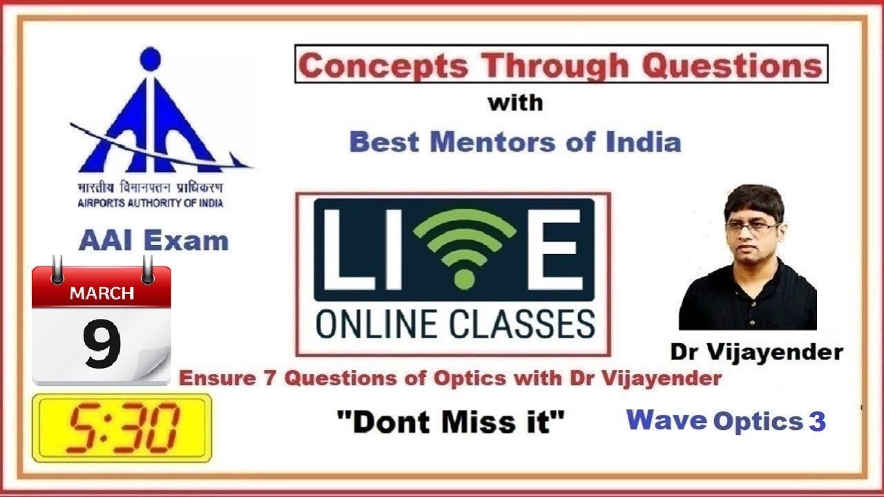 AAI | Concepts through Questions Series | Live |  ATC AO  Physics | Wave Optics -3 | Dr Vijayender