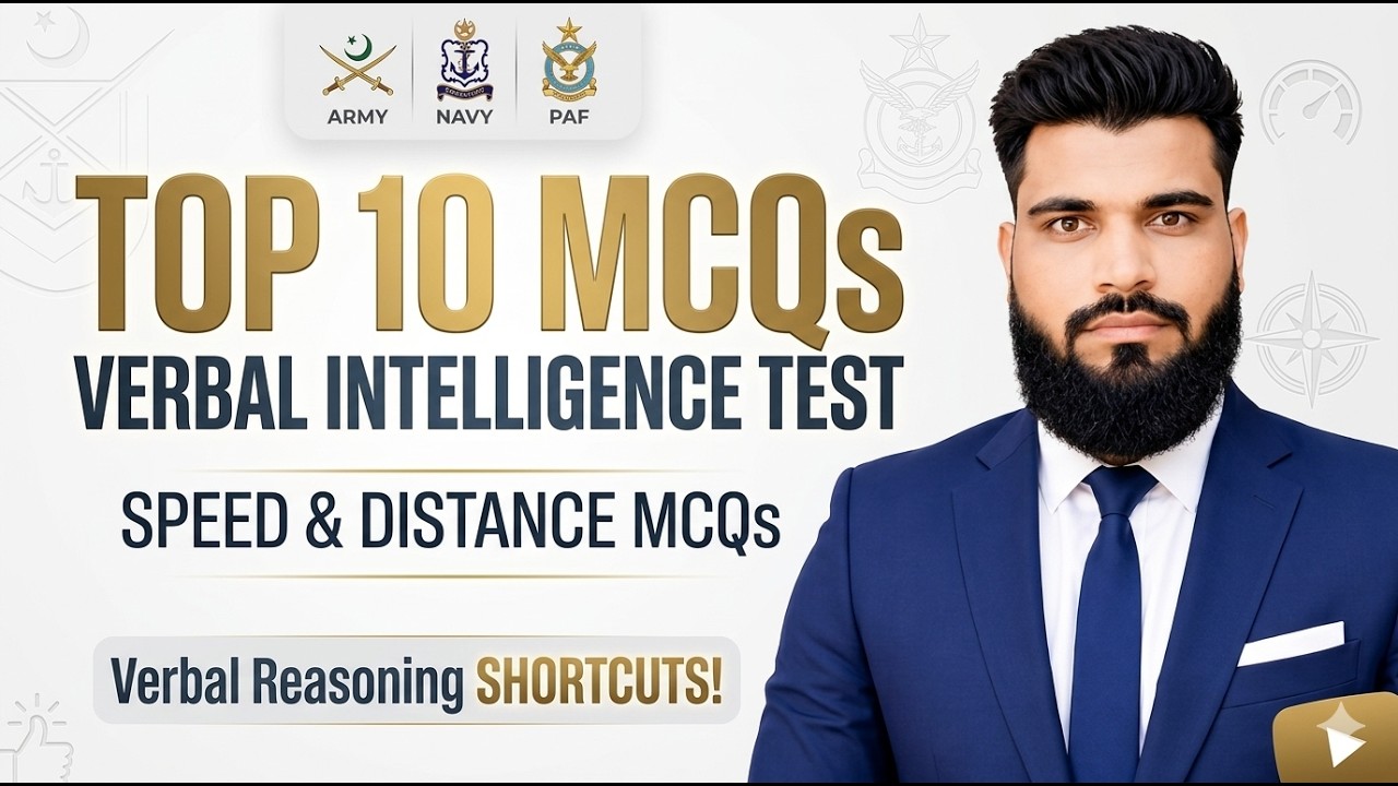Top 10 Verbal Intelligence Test Speed & Distance Mcqs | Verbal Reasoning Shortcuts Army | Navy |PAF