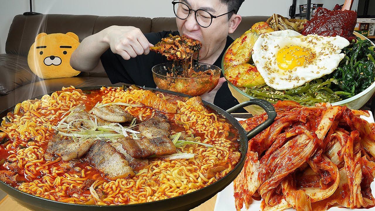 ASMR MUKBANGㅣHOT SPICY NOODLES & BibimbapㅣEATING SHOW