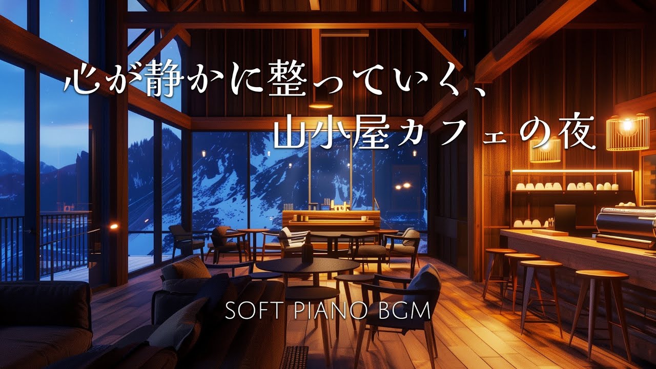 心が静かに整っていく、山小屋カフェの夜 | Soft Piano BGM