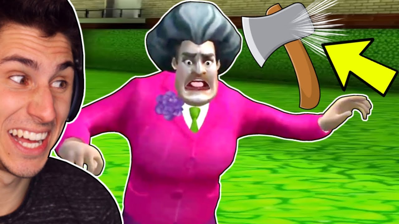 Я бросил ей в голову гигантский топор! | Scary Teacher 3D
