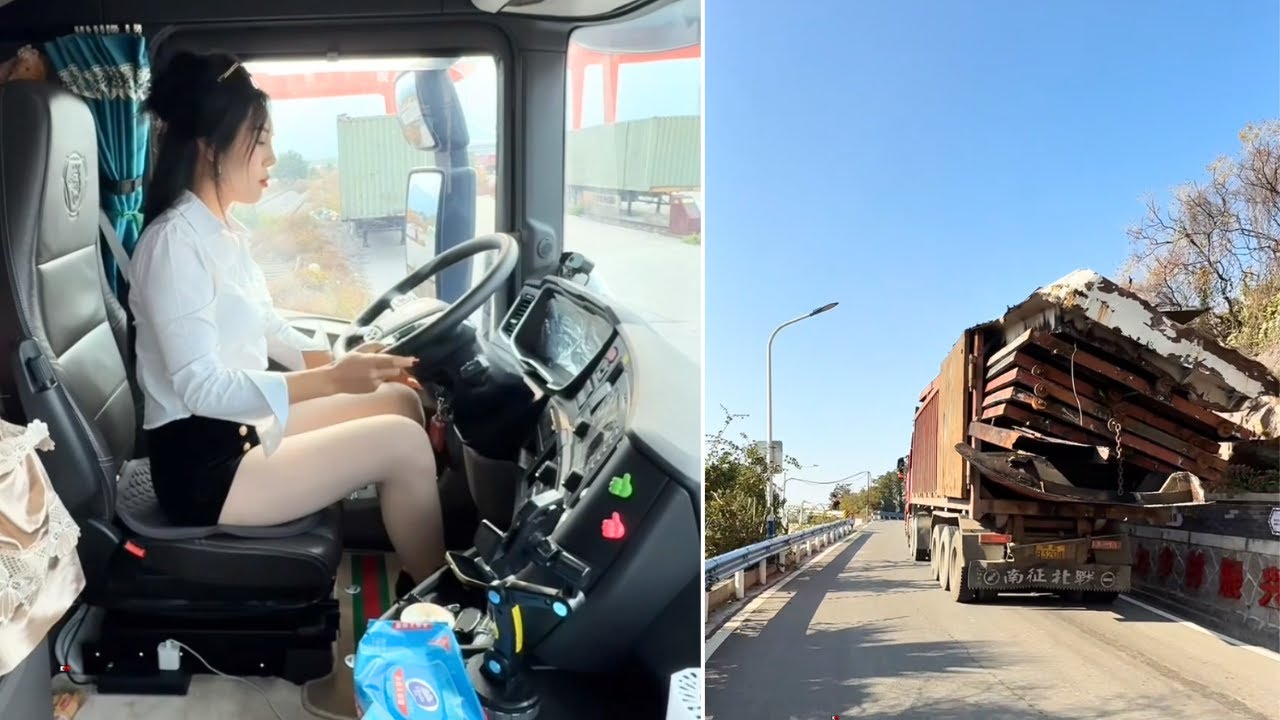 Female Truck Driver Taotao Handles Heavy Loads in Style 🚛✨