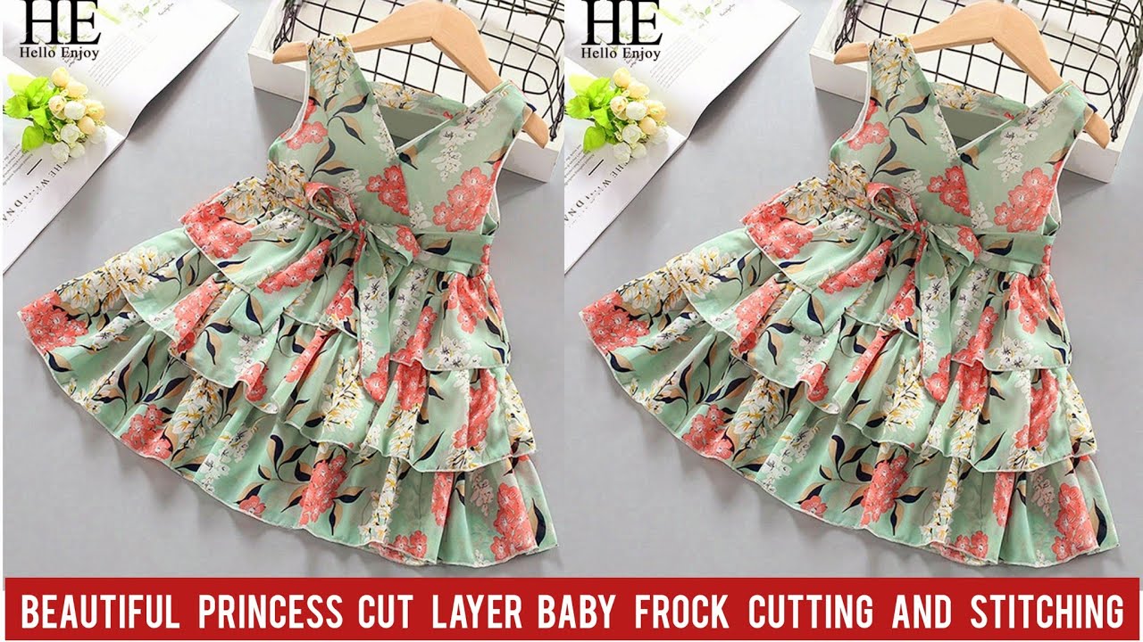 Beautiful Princess Cut Layer Baby Frock Cutting and Stitching