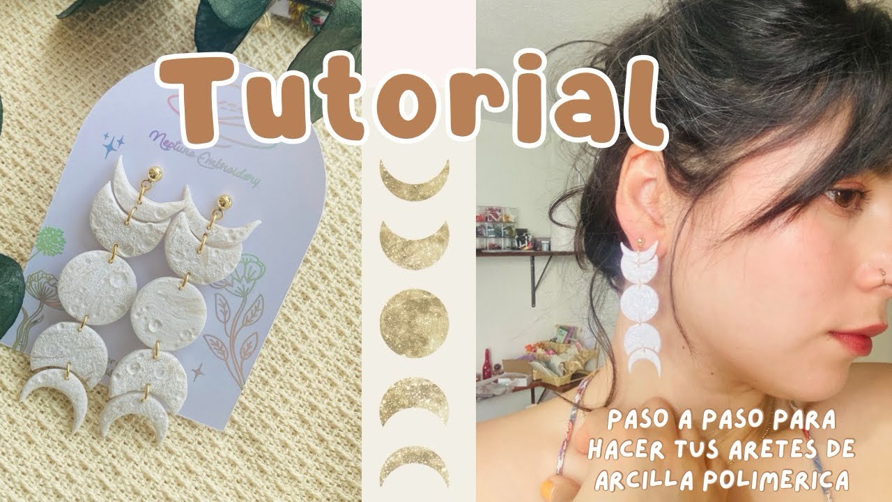 Como hacer aretes de FASES LUNARES paso a paso.🌒🌓🌕🌗🌘|Nuevos materiales.✨