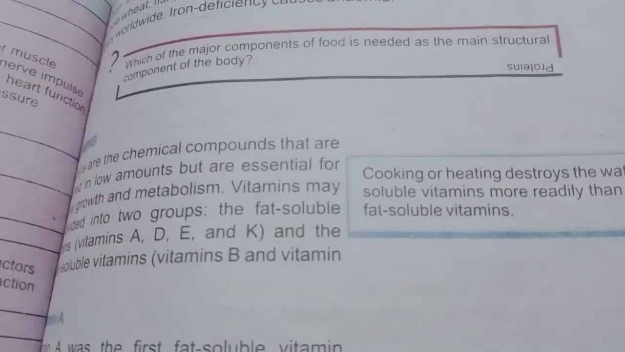 class 9 biology chapter #8 Role of Calcium and iron and types of vitamins 💫 English Medium