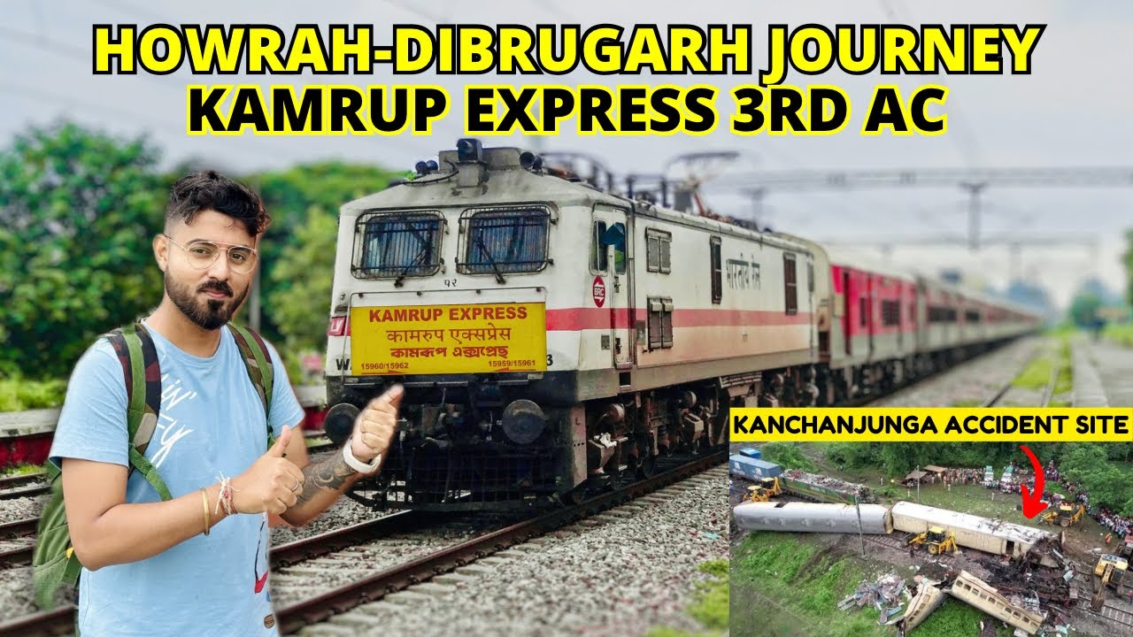 Howrah To Dibrugarh 15959 Kamrup Express | 3rd AC Full Train Journey in Monsoon
