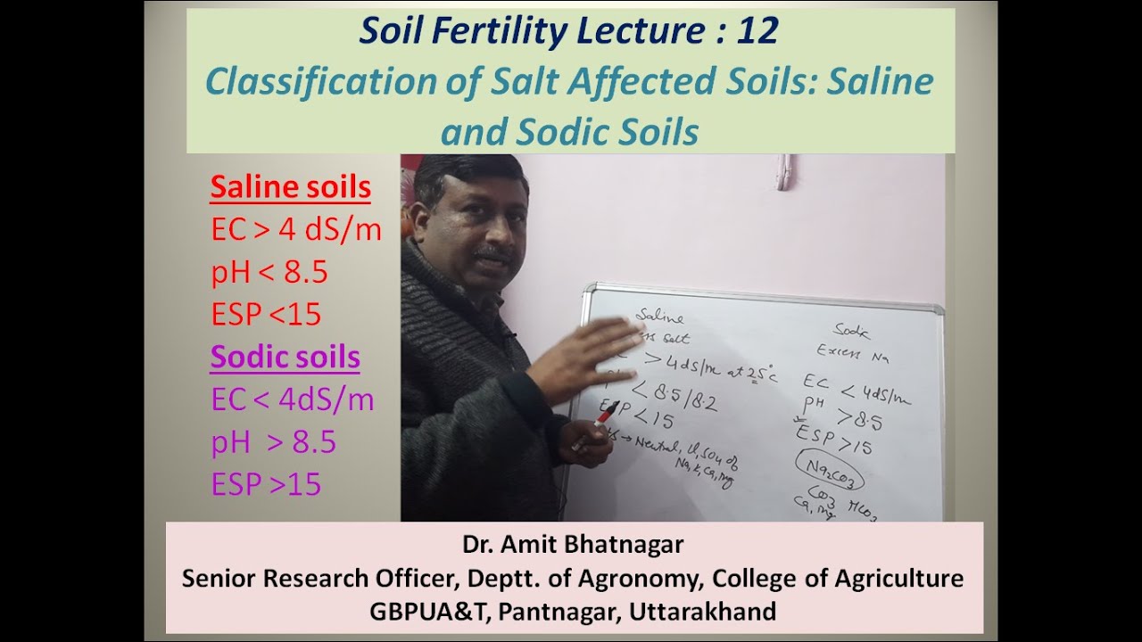 Classification of Salt Affected Soils : Saline and Sodic Soils