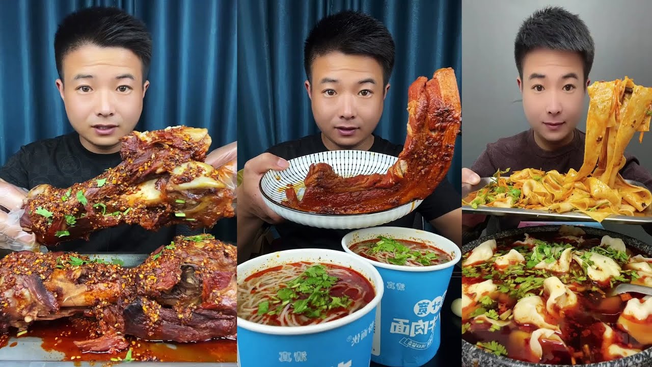ASMR MUKBANG | SPICY BRAISED PORK BELLY |  EATING SHOW | EATING SHOW | Eat Beef Ribs #food #258