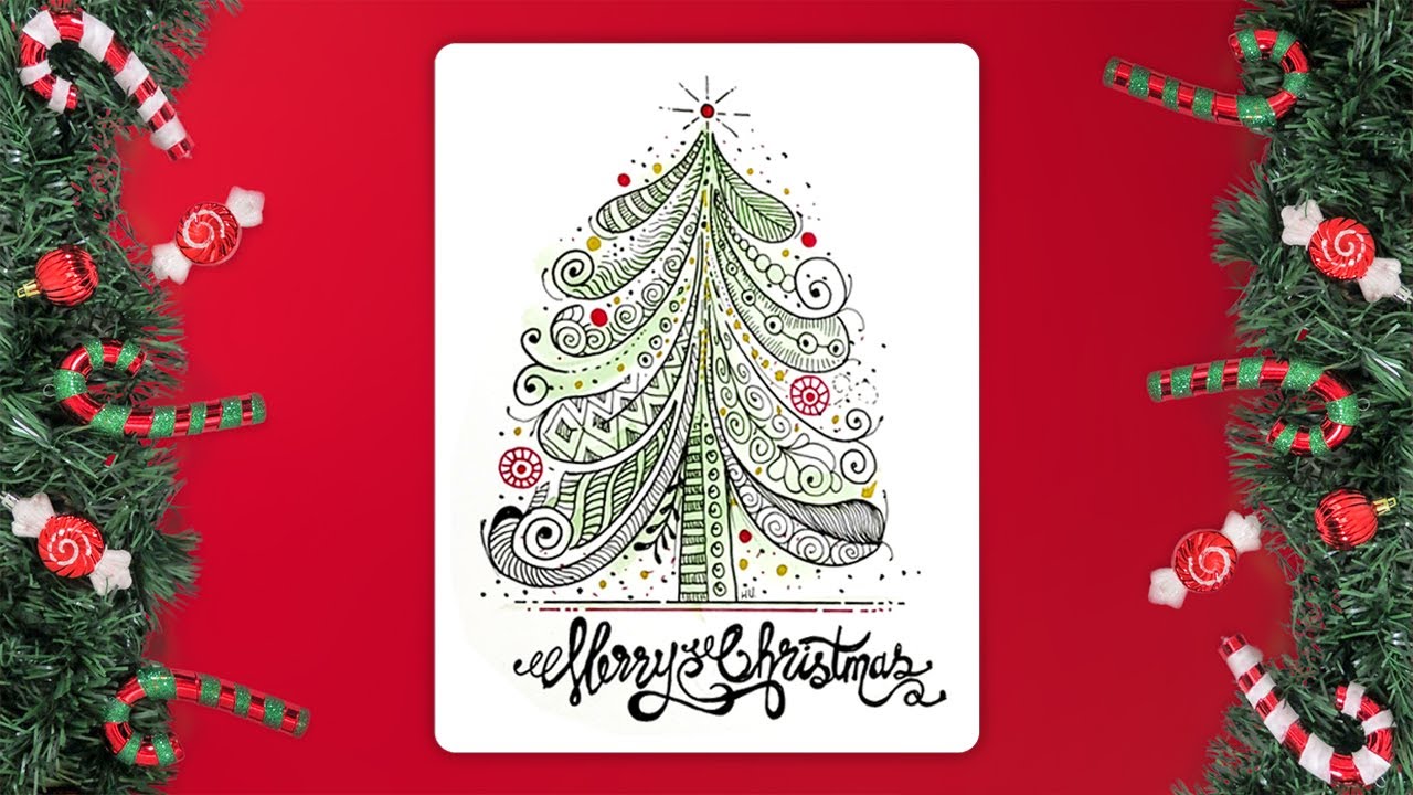 Modern Minimalist Zentangle Christmas Cards | DIY Holiday Art