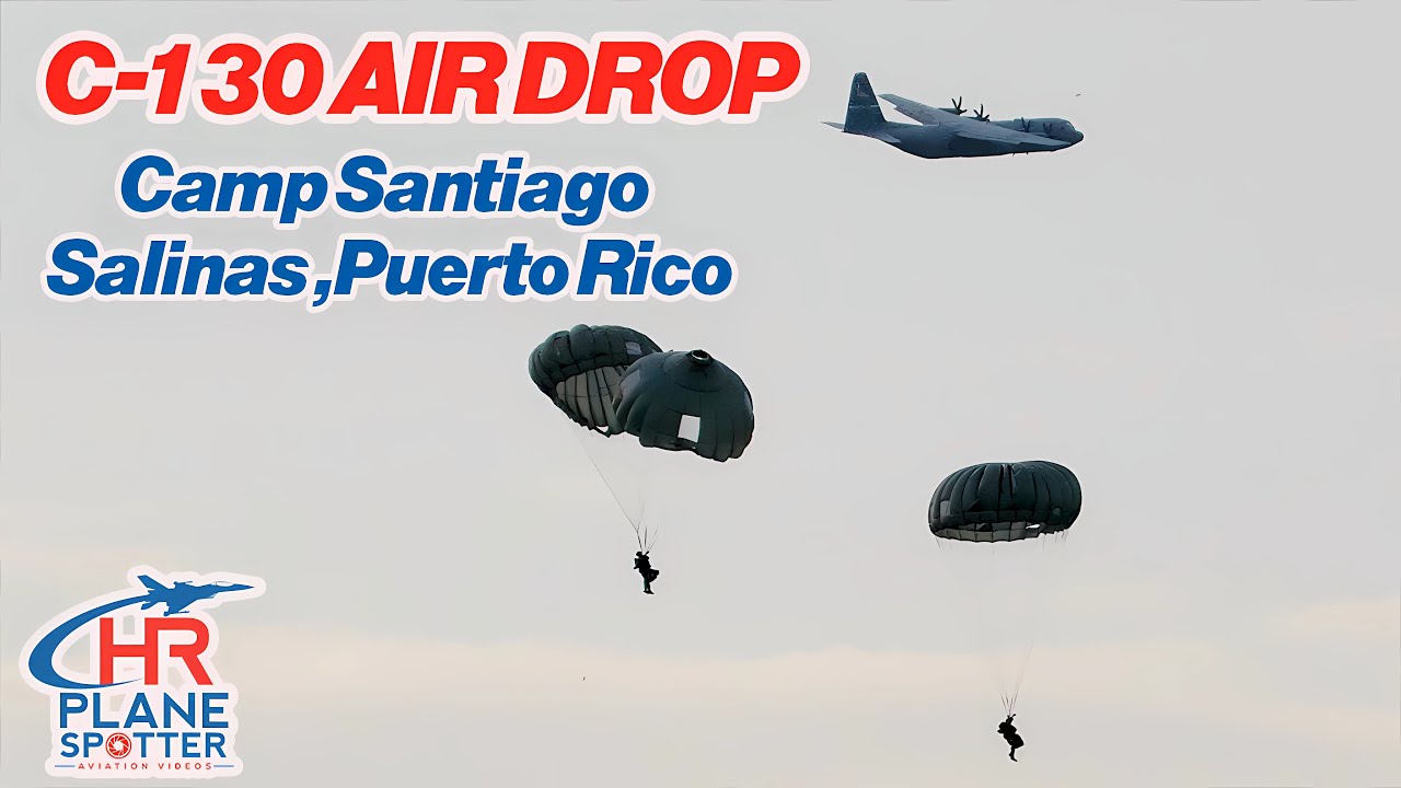 High-Flying Action: C-130J USAF and Paratroopers Over Salinas, Puerto Rico 6-16-2024