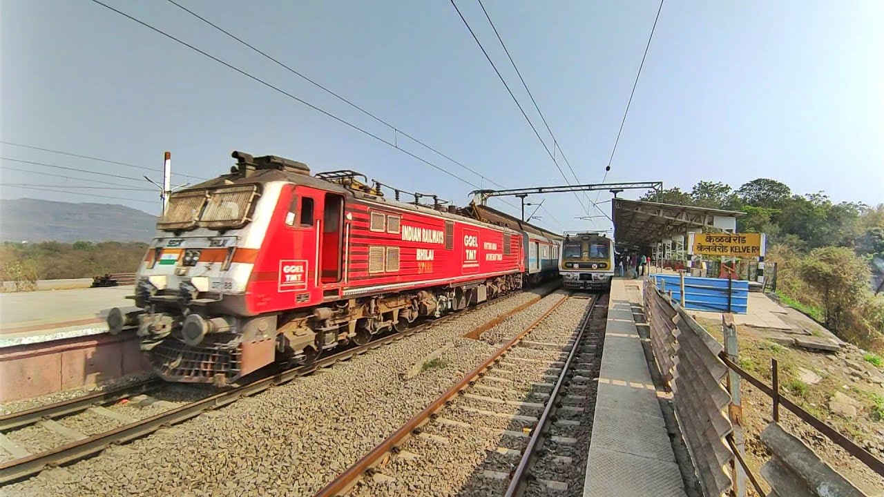 Speedstar 😍WAP7 Mumbai Rajdhani+ Double Decker+ Humsafar Attacks Palghar at 130kmph- Indian Railways