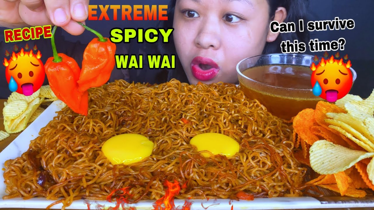 COOKING & EATING EXTREME SPICY🥵WAI WAI NOODLES CHALLENGE MUKBANG🔥DEADLY | SPICY NOODLES | ASMR
