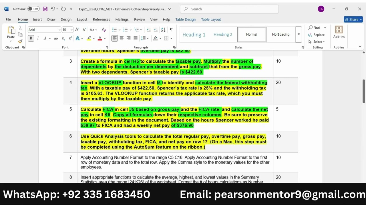 Exp25_Excel_Ch02_ML1 - Katherine's Coffee Shop Weekly Payroll Instruction | Excel Ch02 ML1