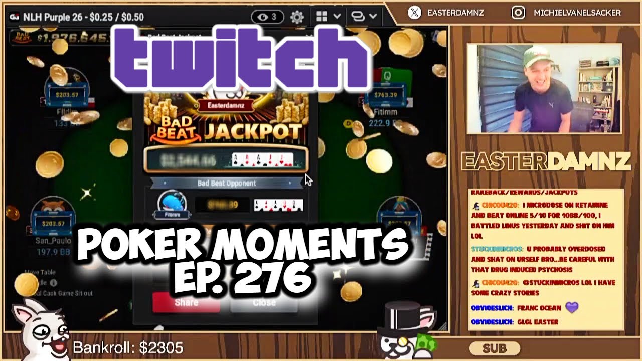 Twitch Poker Moments - ep.  276 Bad Beat Jackpot Hits 🔥🔥🔥