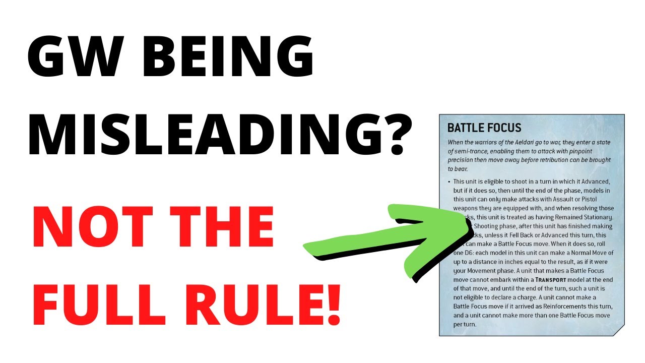GW Being Misleading? This rule is WORSE than they made out: Eldar Battle Focus Review
