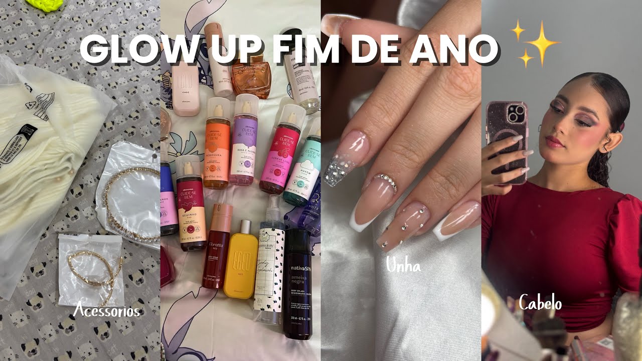 GLOW UP FIM DE AΝΟ 🩷🎀✨/  sobrancelha, penteado, skin care