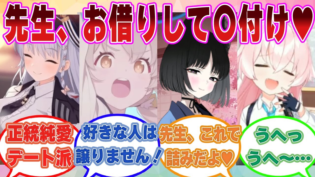 【SS】レンタル彼氏になった先生を本物の彼氏にするため、ありとあらゆる手段を模索するブルアカ生徒たちに対する反応集【ブルアカ/まとめ/反応集】