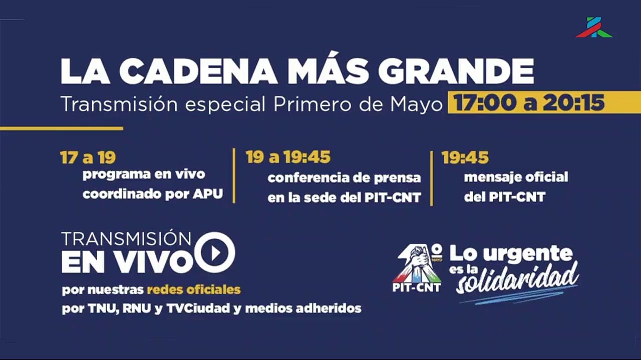Transmisi&oacute;n en directo de Canal Oficial PIT-CNT