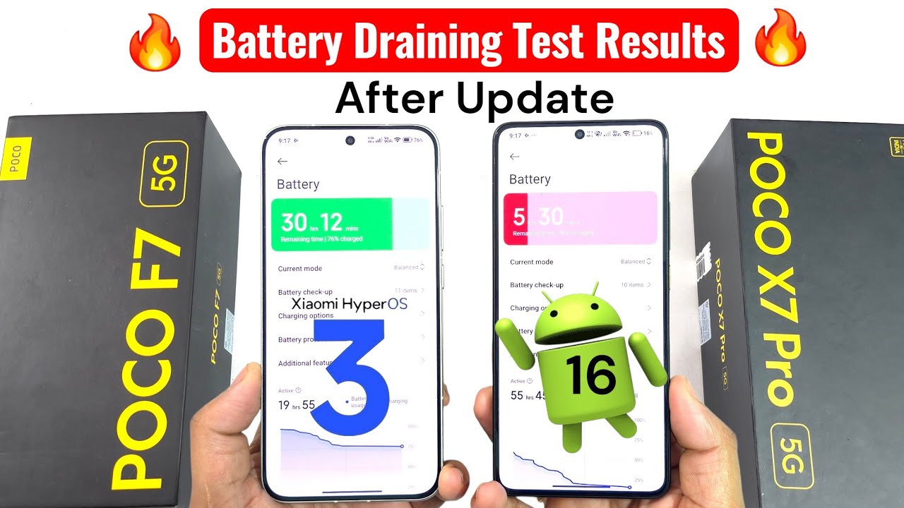 POCO F7 vs POCO X7 PRO Battery After Update Draining Test 🔥🔥🔥 #pocof7 #pocox7pro 