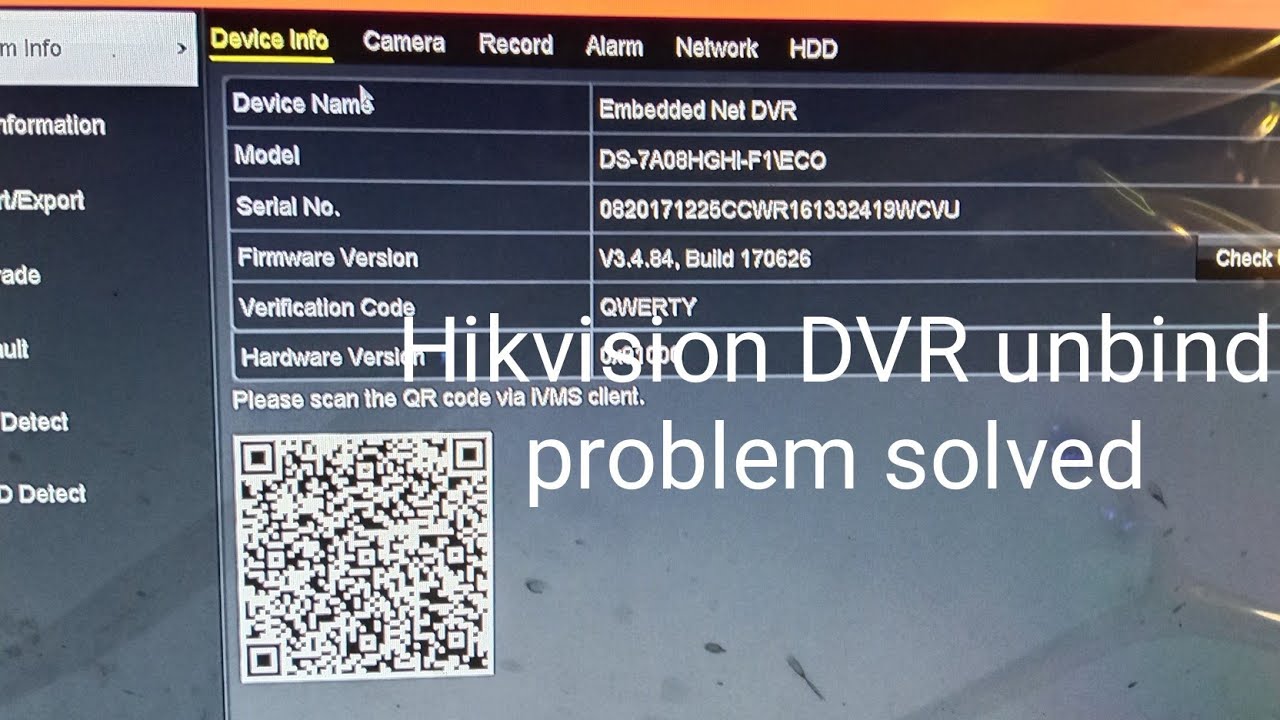 Hikvision DVR unbind problem issue solved DS-7A08HGHI-F1/ECO DVR unbind problem solved #hikvision