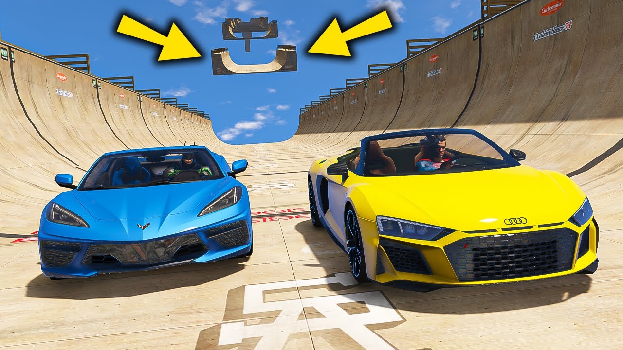 Üstü Açık Lüks Arabalar Zorlu Uçma Parkurunda Yarışıyor !!! GTA 5