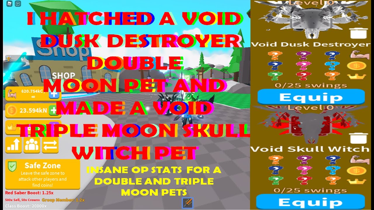 Saber Simulator I HATCHED A VOID DUSK DESTROYER DOUBLE MOON PET AND MADE A VOID TRIPLE MOON PET