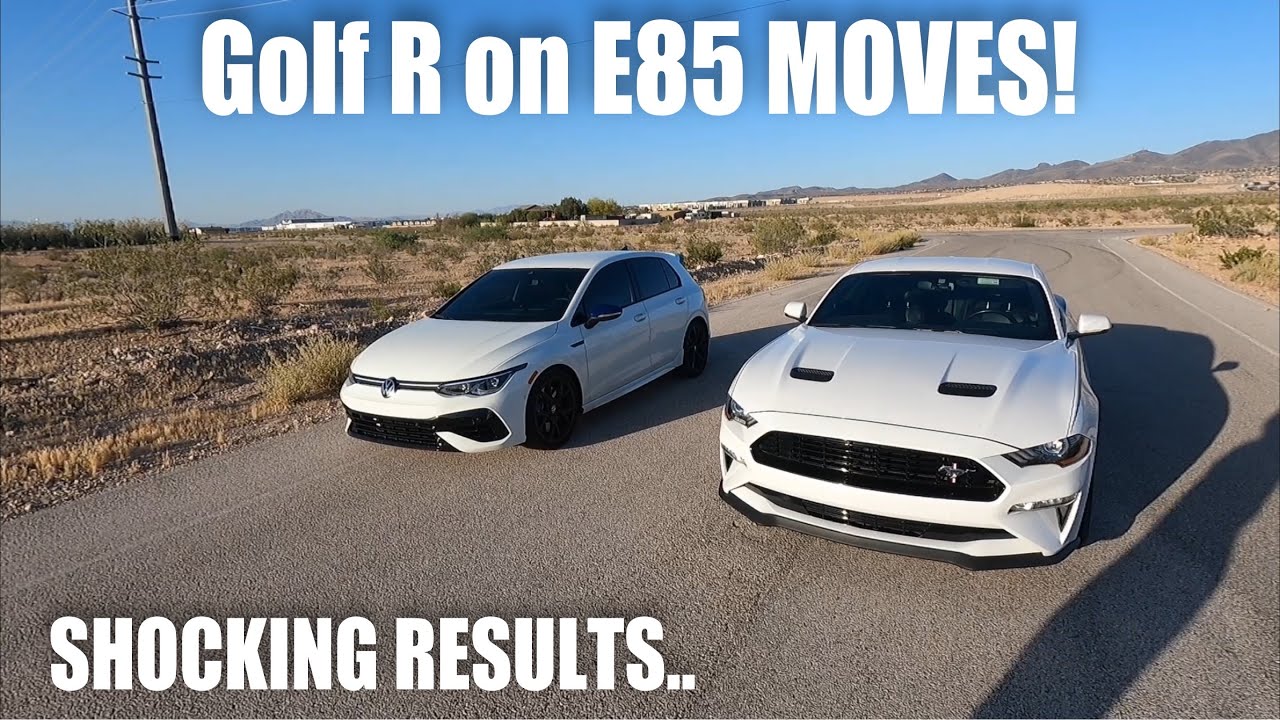 2023 MK8 Golf R DSG (E85) vs Tuned 2019 Mustang GT 10-Speed!