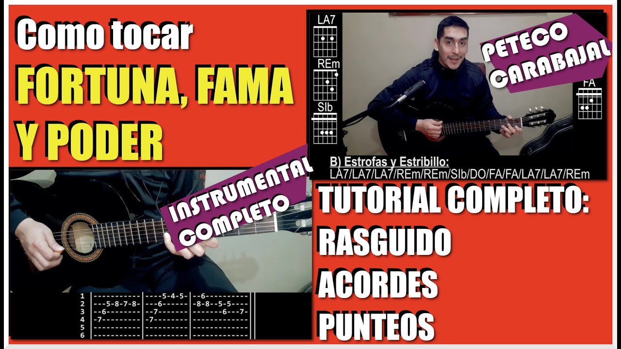 FORTUNA FAMA Y PODER - Como tocar CANCIÓN COMPLETA INSTRUMENTAL:  Rasguido, Acompañamiento y Punteos