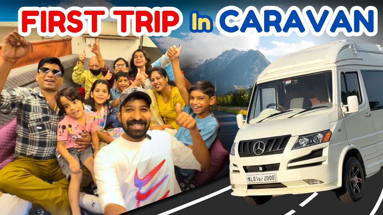 पहली ट्रिप पूरी फैमिली के साथ😍CARAVAN ROAD TRIP TO OM ASHRAM | The world's first Om-shaped temple 🕉️
