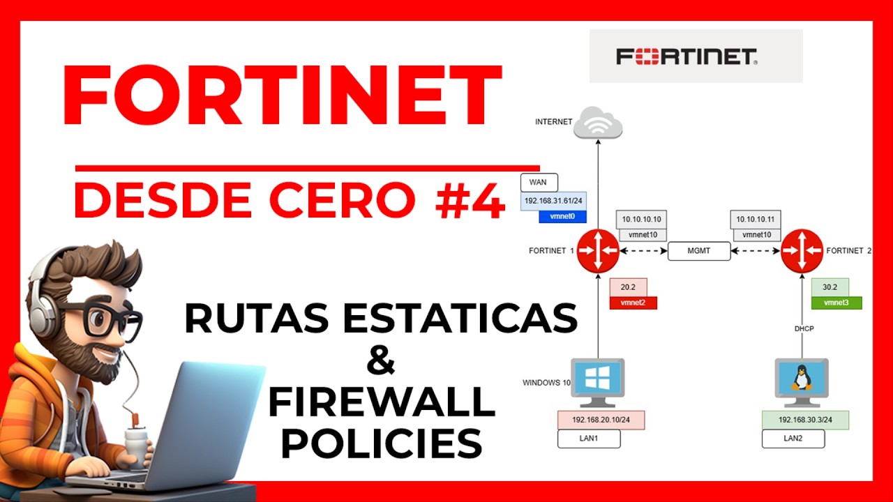 🔴 Curso FORTINET DESDE CERO #4 | RUTAS ESTATICAS y FIREWALL POLICIES entre LANS