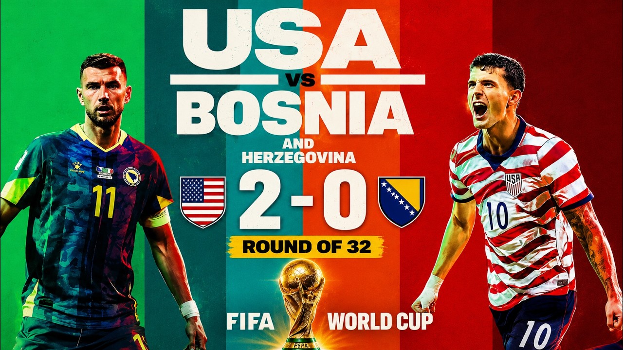 USA vs Bosnia 2-0 | Round of 32 Full Highlights | FIFA World Cup 2026 #footballhighlights