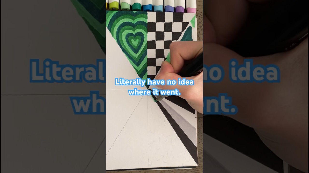 Sketchbook idea #7 boredom buster!! 💚where did the video go??#art #shorts #viral