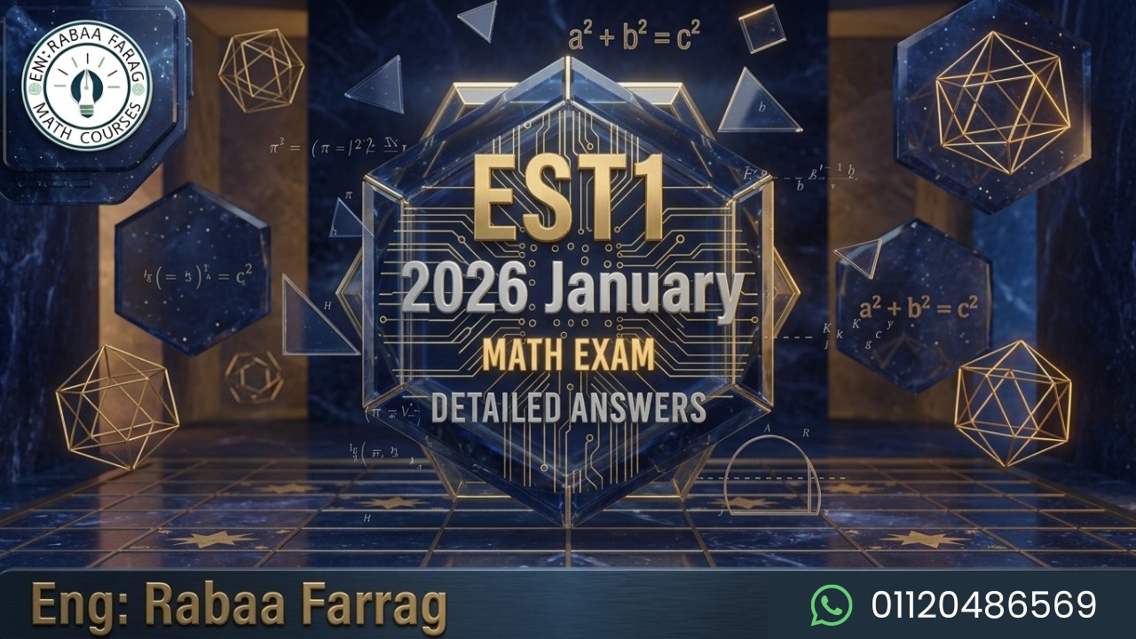 Est1 2026 January -Math exam -detailed answers- اسهل شرح - ايست 1 محاولة يناير 2026 - م رابعه فراج
