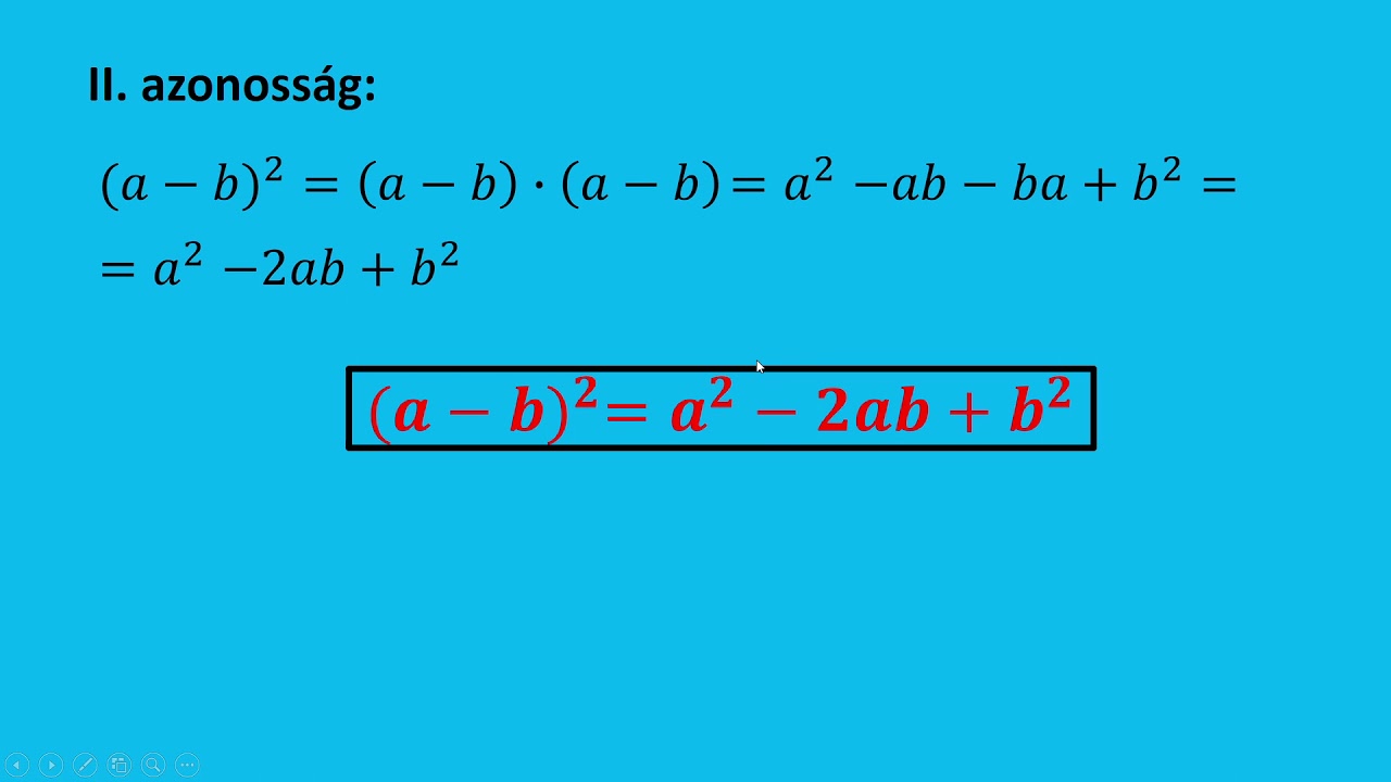Algebra: nevezetes azonosságok