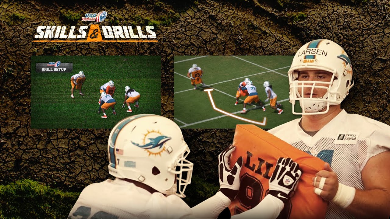 Miami Dolphins demonstrate zone blocking pin and pull drill