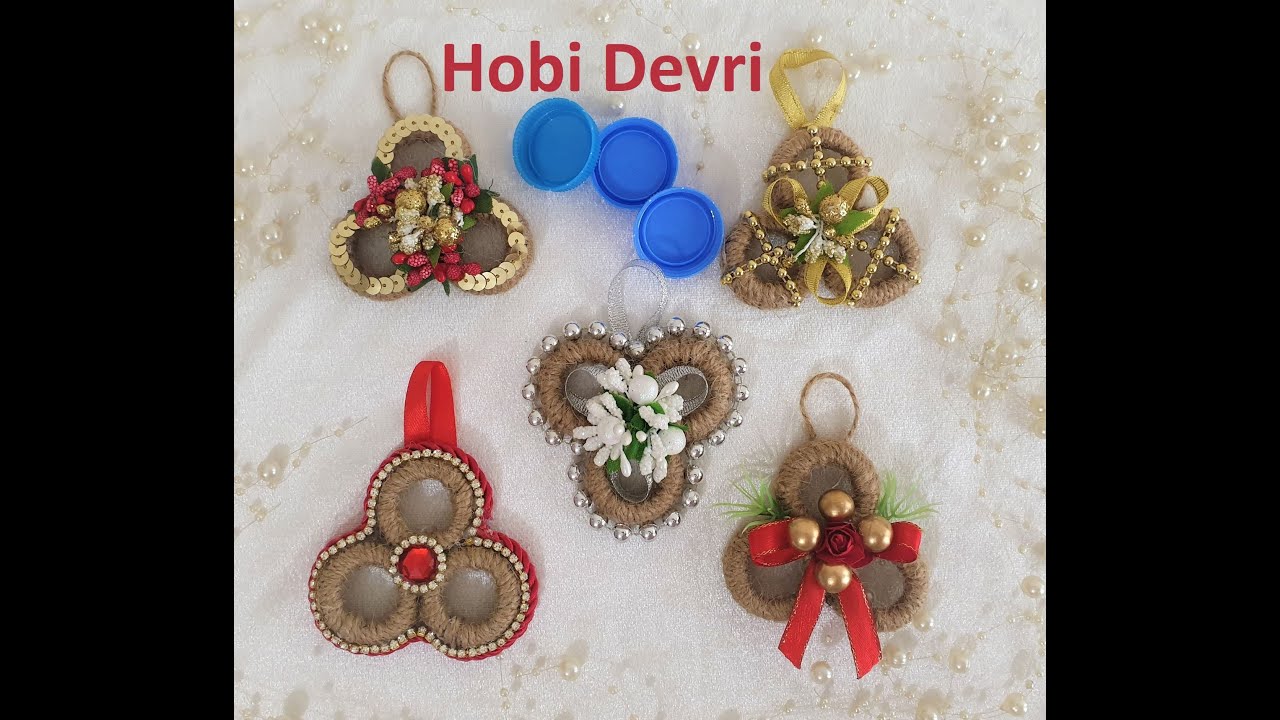 DIY,Christmas Ornaments with Plastic Bottles Cap,Christmas Decor, Kapaklardan Yılbaşı Süsü