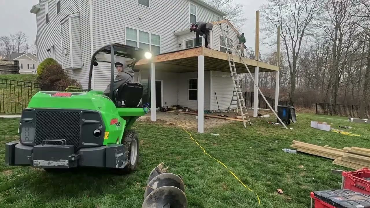 Harrisburg PA Two-Story Deck with A-Frame Roof, Rainguard & Custom Lights
