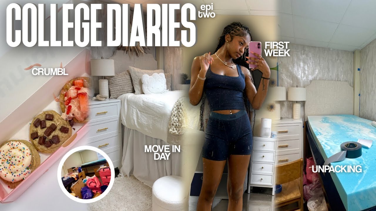 College Diaries 02❀⋆.ೃ࿔*:･ |COLLEGE MOVE IN VLOG|crumbl,unpacking|THEMIAAMARI