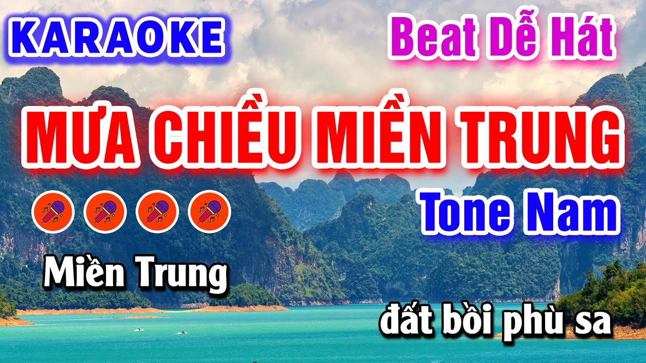 Karaoke Mưa Chiều Miền Trung Tone Nam | Beat Phối Mới | Karaoke Dễ Hát
