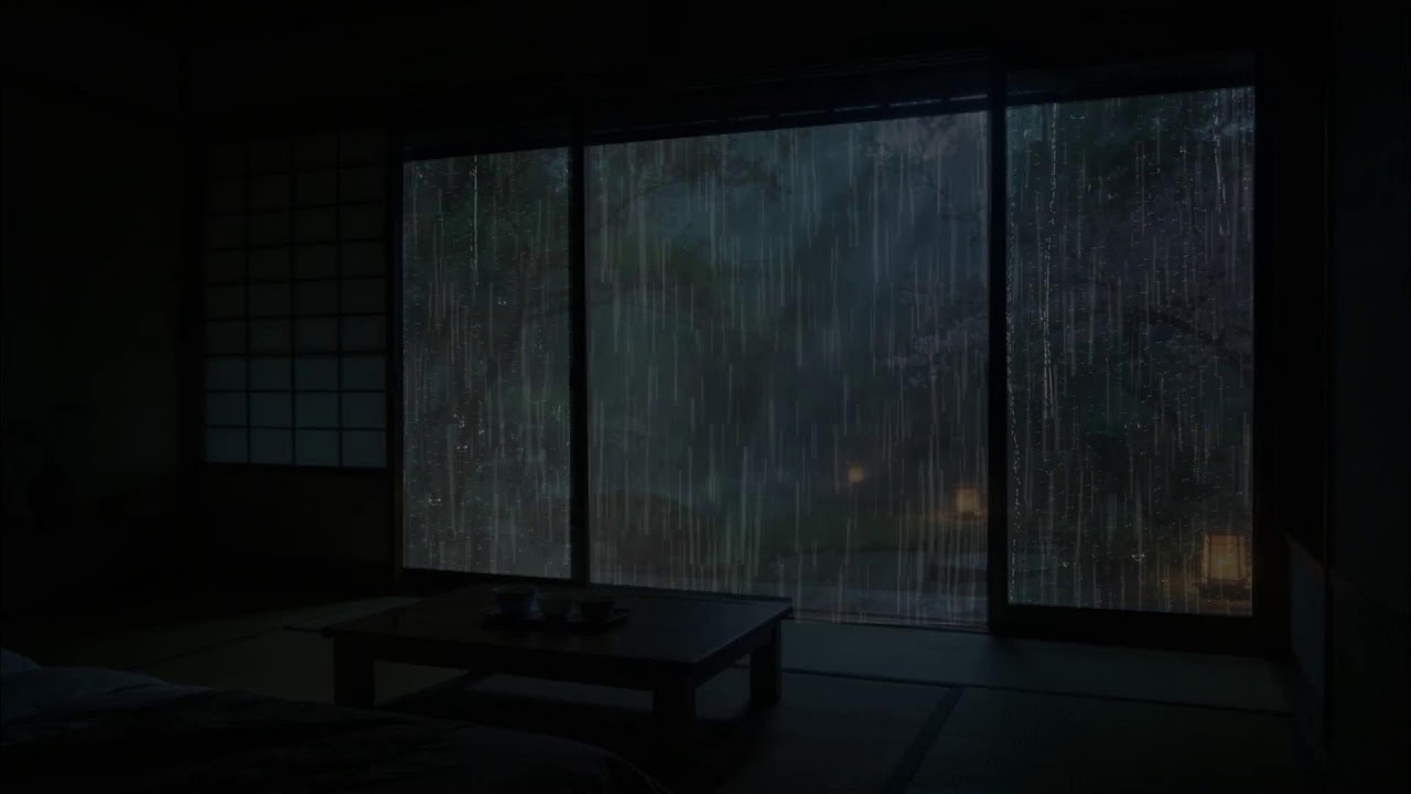 Rain Sounds in Forest for Sleeping 🌧 Peaceful Dark Bedroom Ambience for Deep Sleep